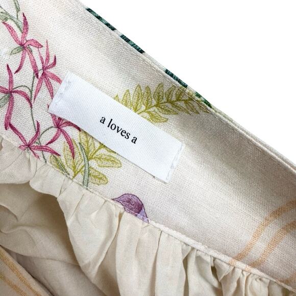 A loves A Bow Floral Midi A-Line Skirt NWOT Size XS/S - Picture 6 of 6